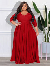 Elegant Plus Size Red Maxi Dress for Women-Red-11