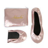 Elegant Satin Ballet Flats with Matching Pouch-1