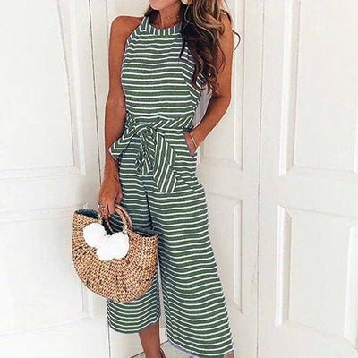 Elegant Jumpsuits Women Sleeveless Striped Jumpsuit-2