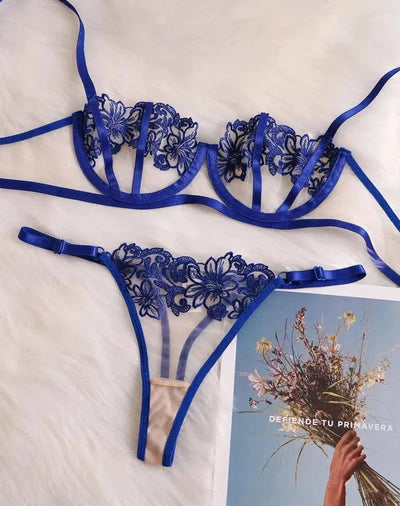 Elegant Cobalt Blue Lingerie Thongs-3