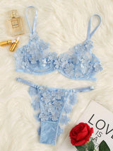 European And American Underwear Set Sweet-Sky Blue-4