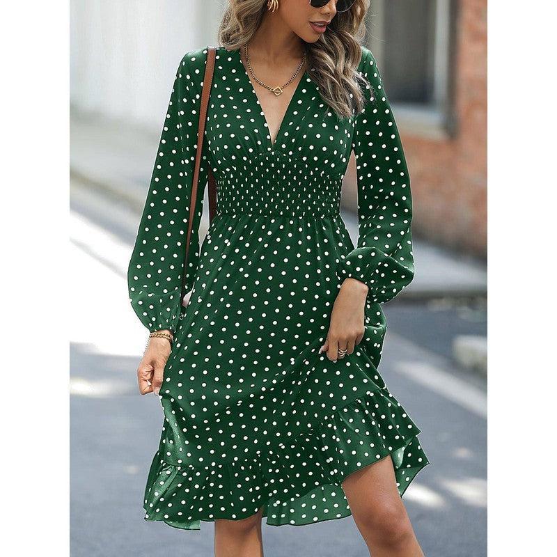 Are Polka Dots Slimming Long Sleeve Top-Green-7