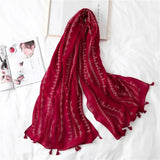 Fashion Tassel Cotton Linen Thin Yarn Scarf-2