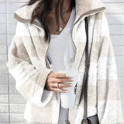 Fashionable And Versatile Woolen Coats In Contrasting Colors-White-1