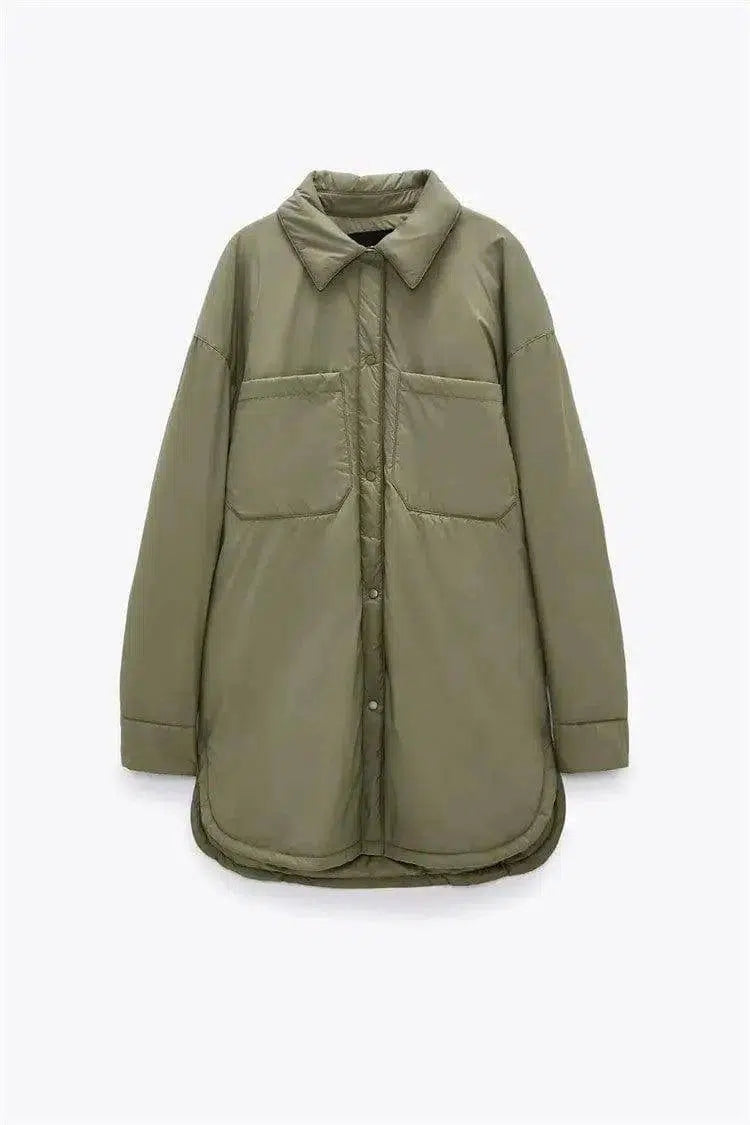 Fashionable Simple Solid Color Mid-length Top-Green-1