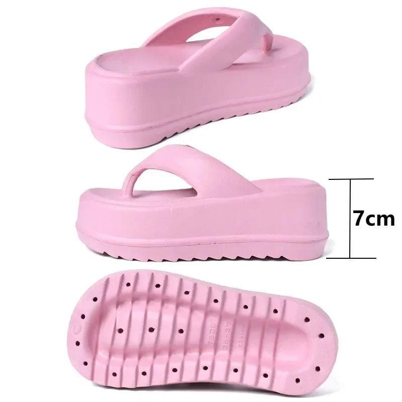 Flip Flops Split Toe Muffin Platform-Rose Red-4