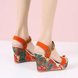 Floral Embroidered Sandals - Stylish Wedge Design-4