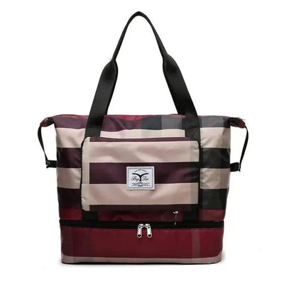 Foldable Travel Duffel Bag Fitness Waterproof Dry And Wet-Wine red-1