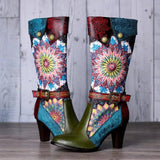 Handmade Retro Short Velvet High-heeled Boots Women-2