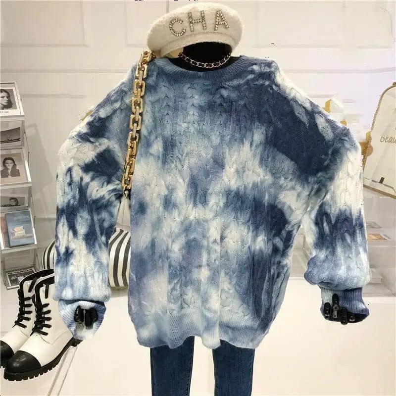 High street retro tie-dye sweater women-3