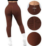 High Waist Seamless Leggings Threaded Knitted Fitness Pants-2