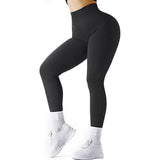 High Waist Seamless Leggings Threaded Knitted Fitness Pants-Black-9