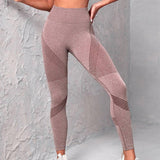 High Waist Seamless Yoga Pants Women's Solid Color Dot-9