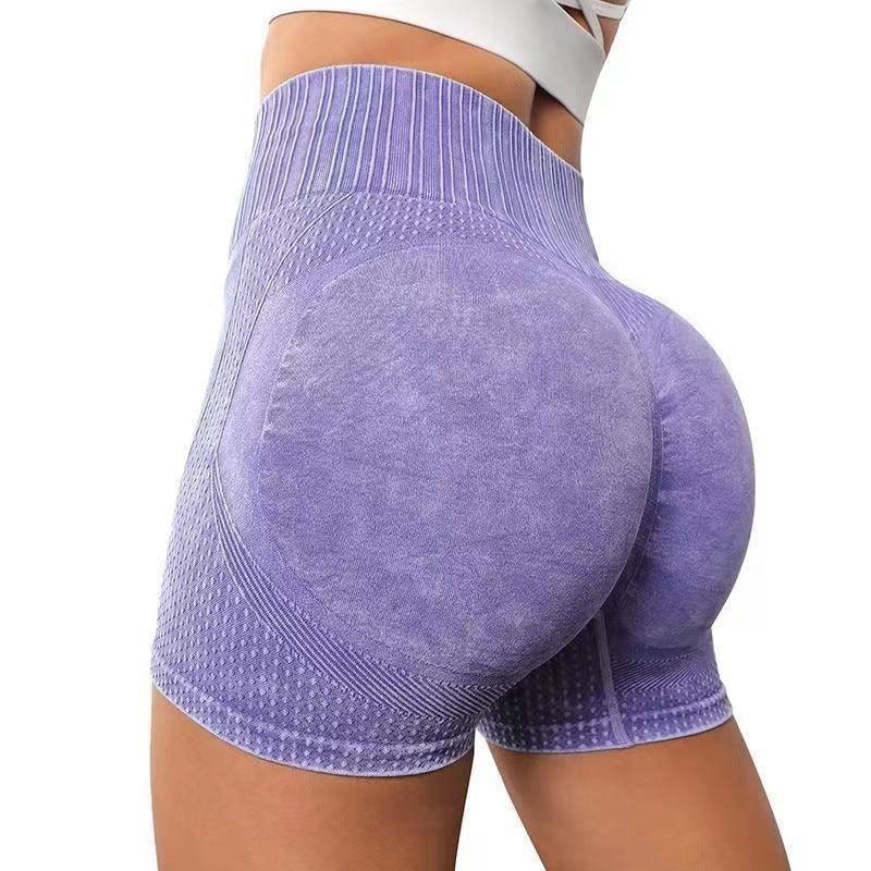 High-waisted Hip-lifting Fitness Pants Solid-Purple-8