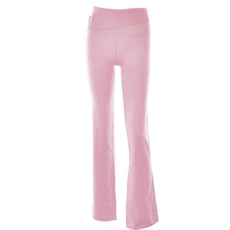 Hoodie Suit Women Leisure Zip Long Sleeve Sweater And High Waist Long Pants Set-Pink trousers-14