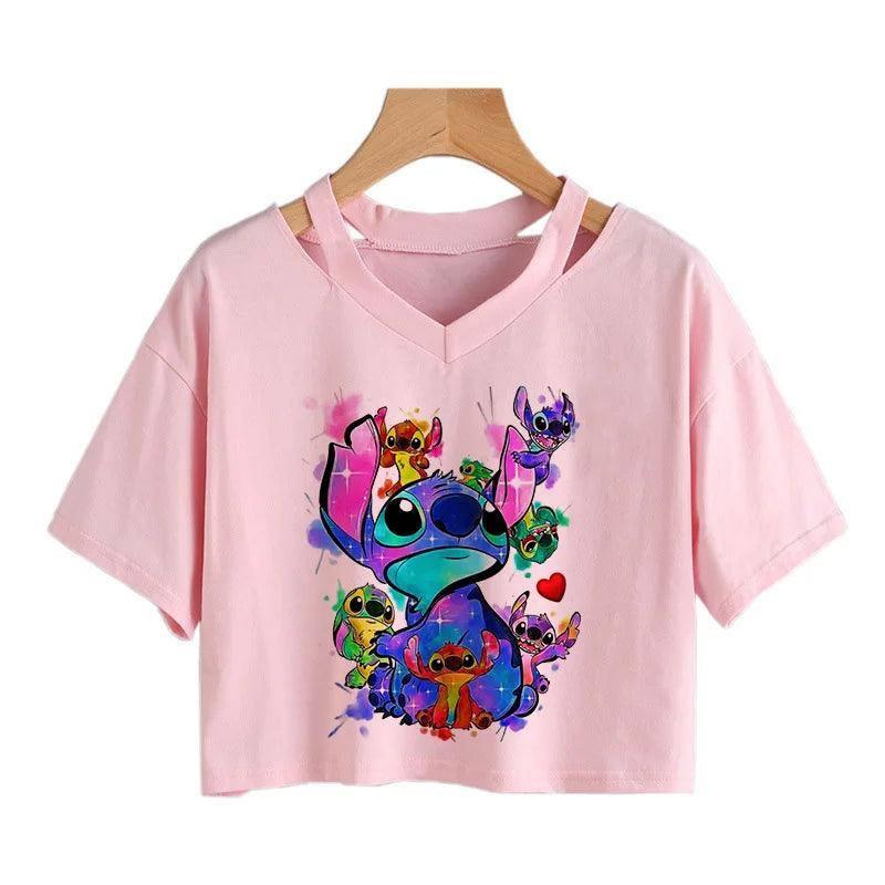 Kawaii Stitch Crop Shirt-59001-1