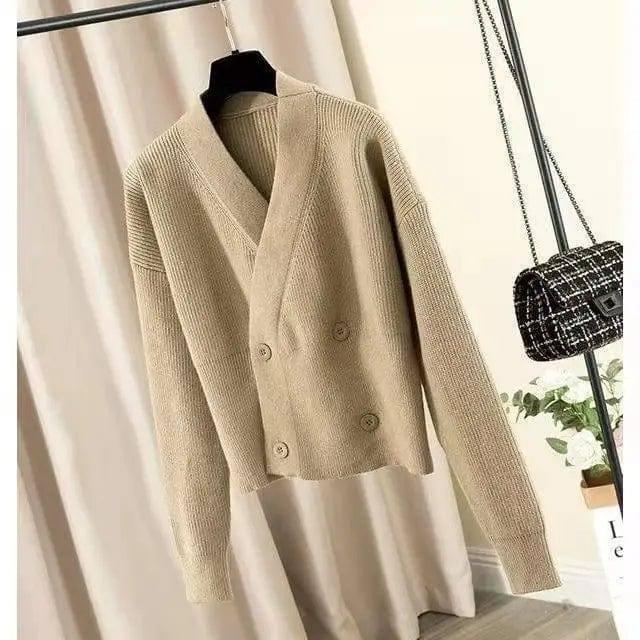 Knit Sweater Loose Lazy Style Sweater-Apricot-2