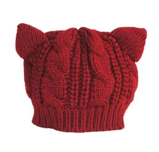 Knitted hat-Winered-4