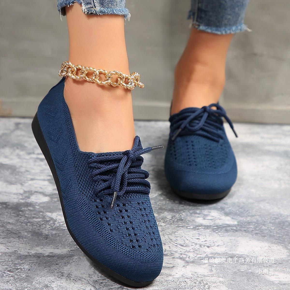 Lace-up Flats Women Fashion Breathable Lazy Mesh Shoes-2