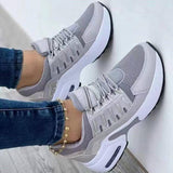 Comfortable Women's Wedge Sneakers for Daily Wear-Grey-1