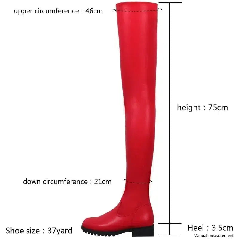 Ladies Long Elastic PU Women Boots-6