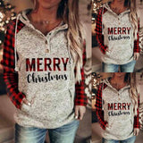 Large size Christmas plaid contrast sweater-5