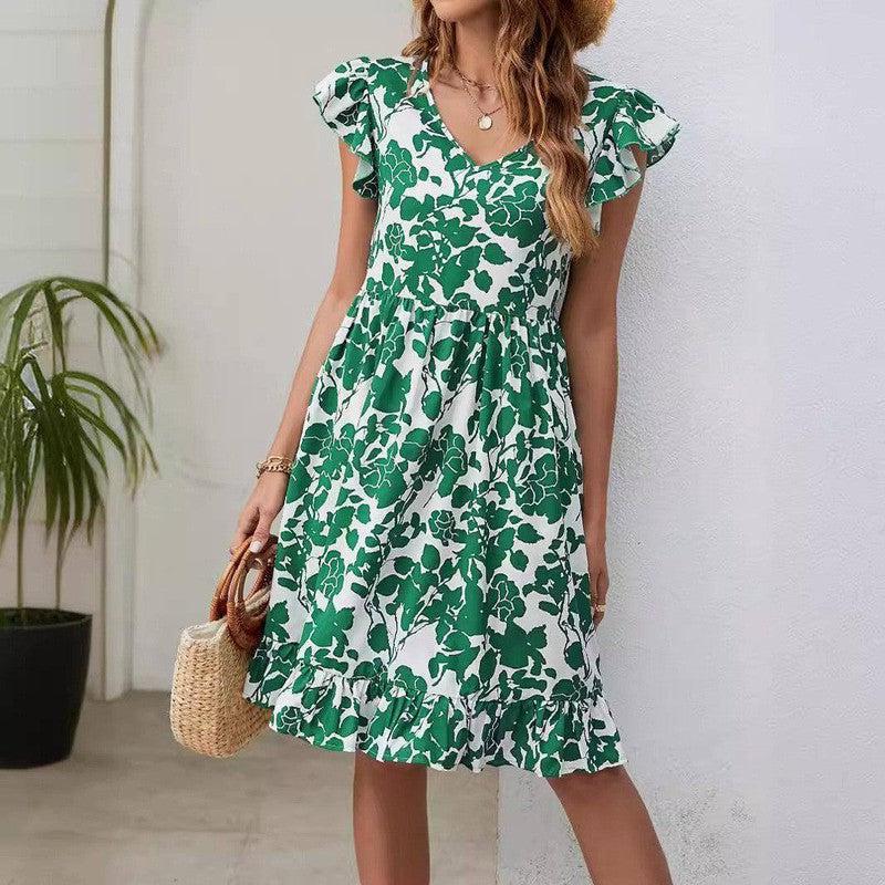 Chic Green and White Dress for Summer-Green-5