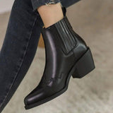 Leather Boots Women Genuine Pointed Toe-1