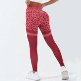 Leopard Print Fitness Pants For Women High Waist Butt Black / L-Red-6