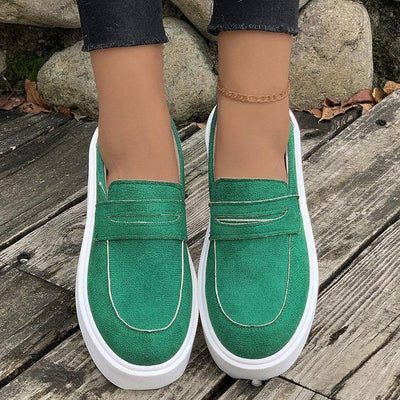 New Loafers Platform Round Toe Slip-on Shoes For Women Outdoor Casual Walking Shoes-4