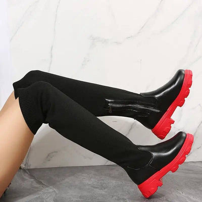 Long Boots Women Winter Shoes Fashion Side Zipper Knee High-2