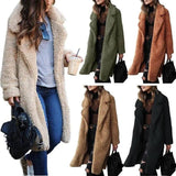 Long sleeve lapel lamb wool coat-1