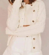 Long sleeve sweater coat-Beige-2