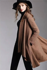 Long-Sleeved Cloak Long Woolen Coat-5