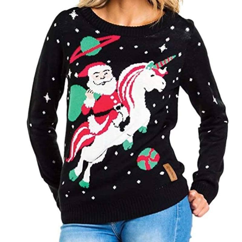 Loose Round Neck Pullover Christmas Sweater Loose Cartoon-5