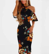 LOVEMI - Lovemi - Bodycon Dress Halter Sexy Off Shoulder Robe