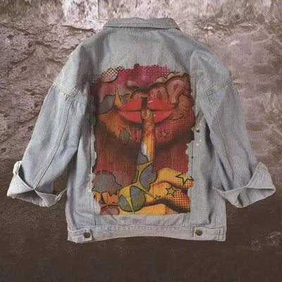 Custom Fingerprint Denim Jacket - Unique Style-Light Blue-2