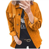 Chic Women's Corduroy Jacket-Yellow-5