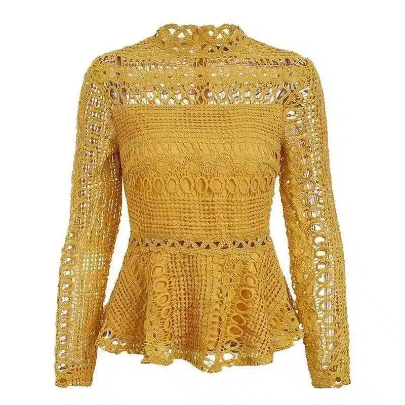 LOVEMI - Lovemi - Cutout long-sleeved lace shirt