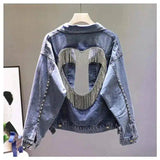 LOVEMI - Lovemi - Denim jacket with diamond tassels