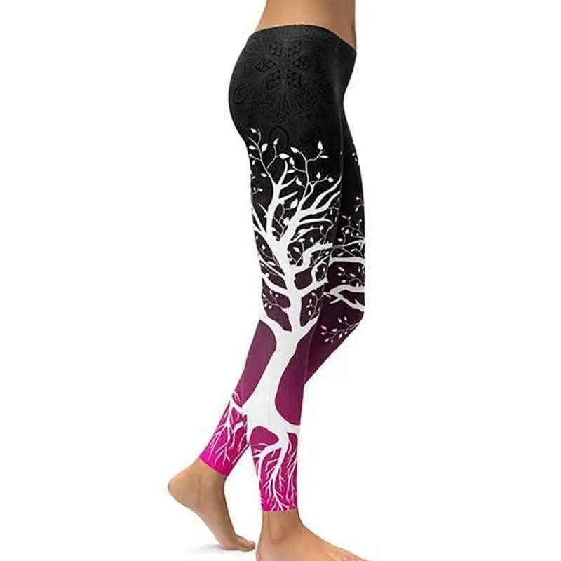 Digital print leggings Fashion leg stretch tight leggings-A Pink-2