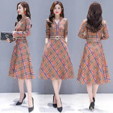 LOVEMI - Lovemi - Dresses Fall Chequered Long Sleeves Show Slim,