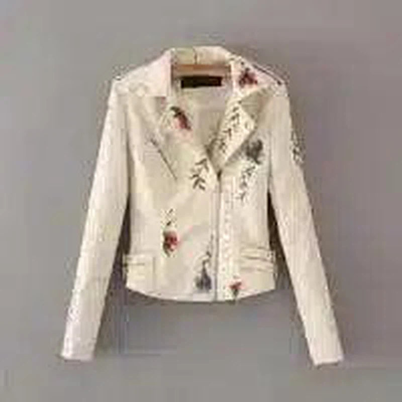 LOVEMI - Lovemi - Embroidered rivet stitching coat motorcycle jacket