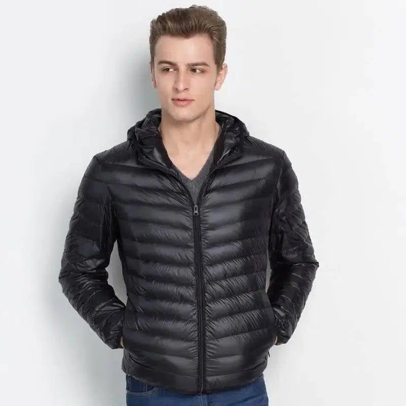 Fashionable And Simple Men's Lightweight Down Jacket-Black-3