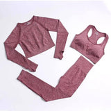 Women's Activewear Set - Gym Top & Leggings-Wine Red-17