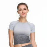 LOVEMI - Lovemi - Gradient sports short sleeve yoga clothes