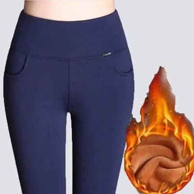 High waist and velvet padded leggings-1