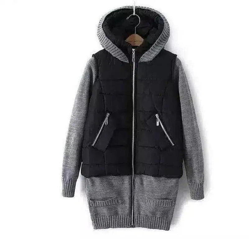 LOVEMI - Lovemi - Knit panel hooded cotton coat