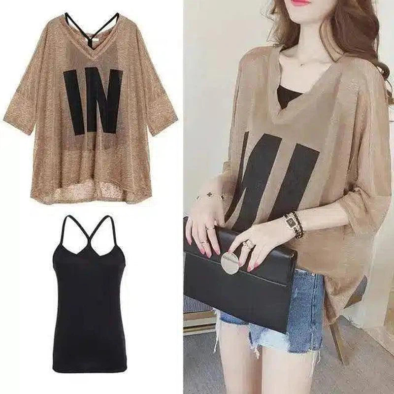 LOVEMI - Lovemi - Korean Fashion All-Match V-Neck T-Shirt Summer