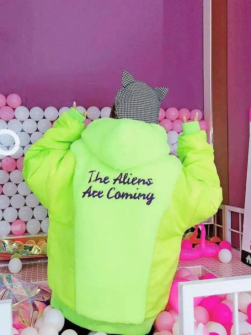 Korean version of the contrast color fluorescent stitching-Fluorescent green-1